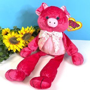 RARE Beautiful‎ Rose Pattern Sugar Loaf Kiss Me Pig 19" Plush Stuffed Animal Toy